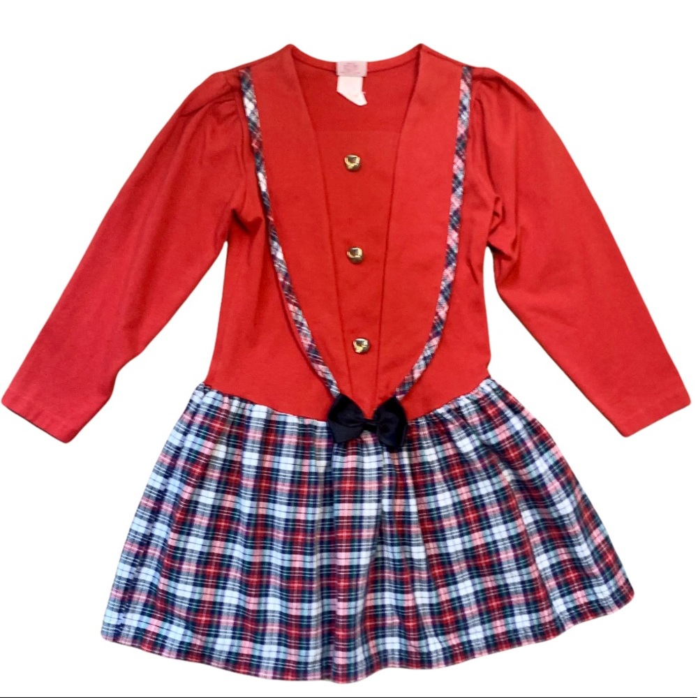 Vintage Buster Brown Red/Plaid Holiday Dress 6X